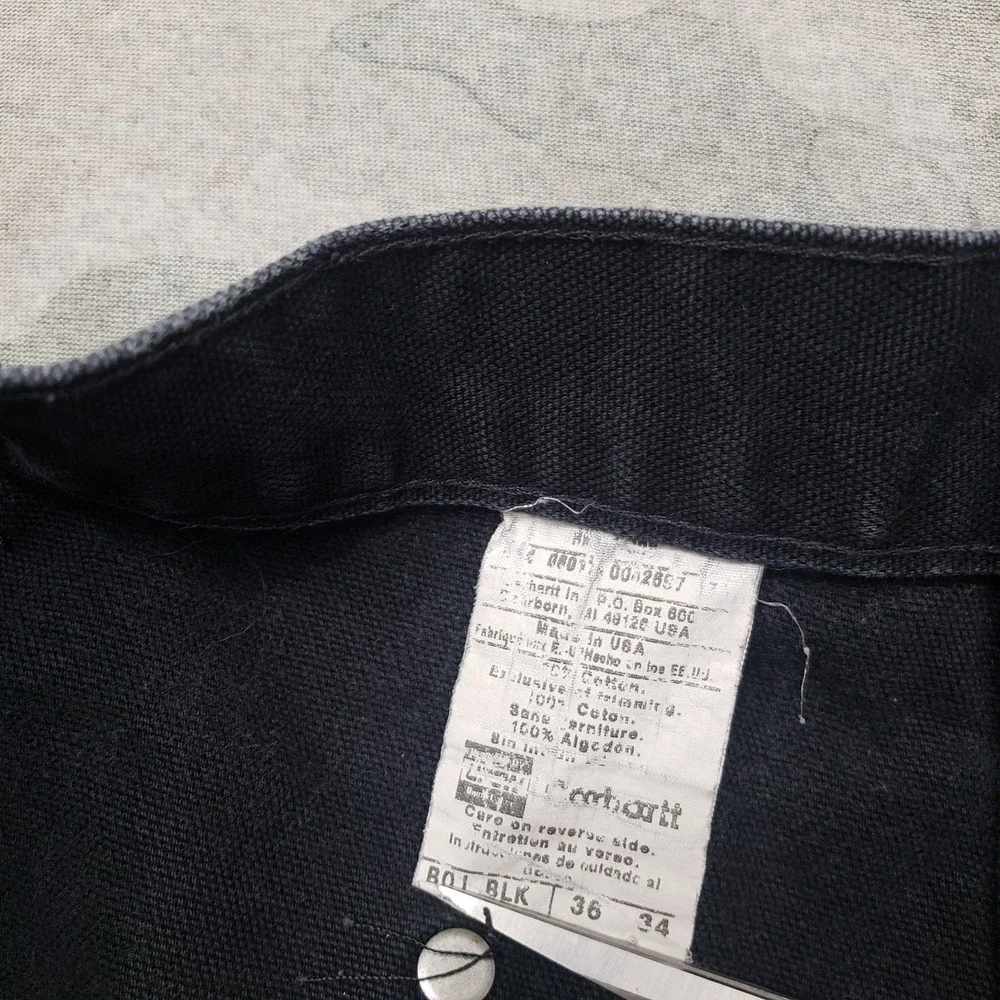 Vintage Carhartt Double Knee Pants Mens 36x34 Black B01 Workwear Made In USA